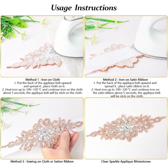 Bridal Crystal Pearl Wedding Sash Bead Trim Women Gowns Sash - Picture 7 of 7